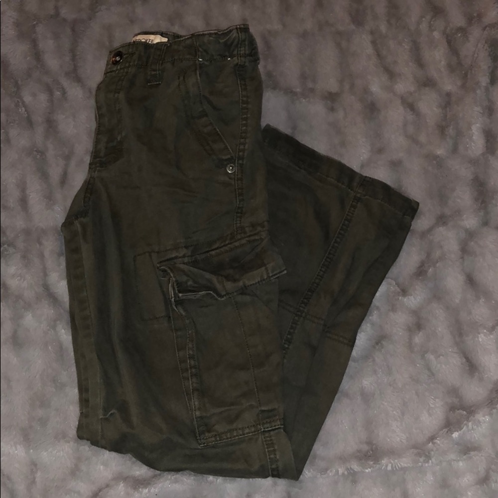 Army green women’s or girls cargo pants.